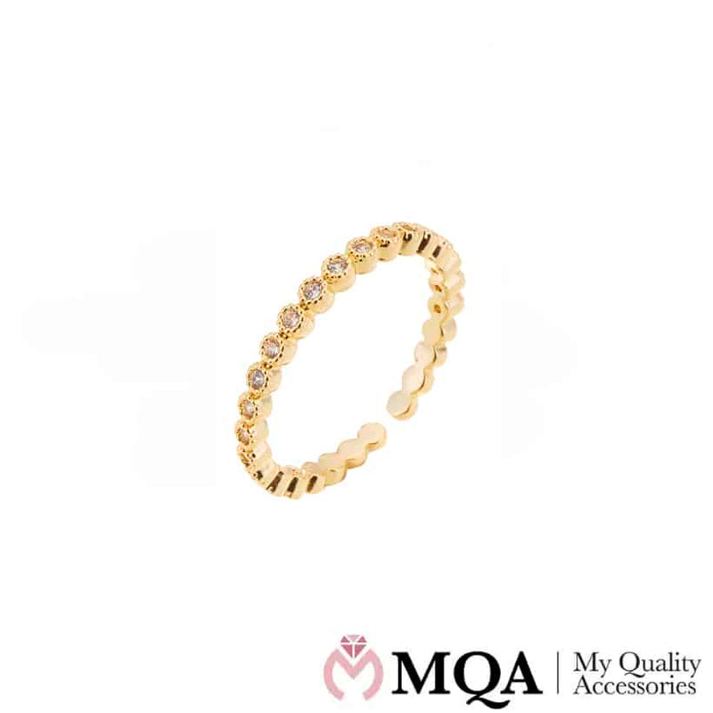 Ring, guldfarvet med glassten