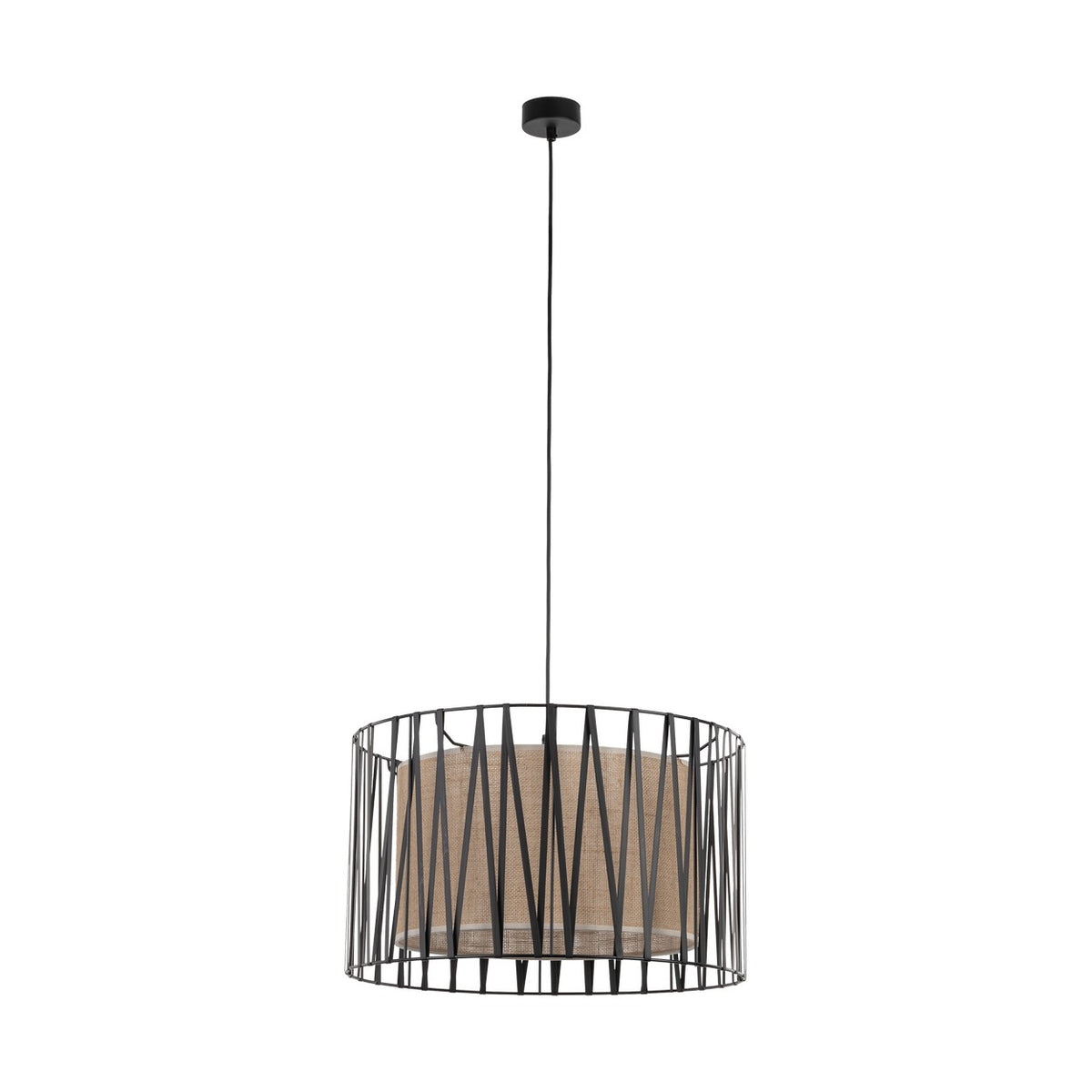 Loftlampe fra TK i serien Harmony med natur jute og sort metal