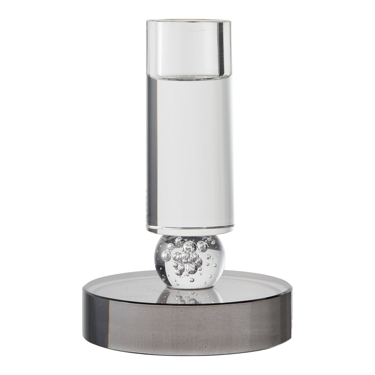 Lysestage i gråt og hvidt glas fra House Nordic, Ø9 x 13 cm