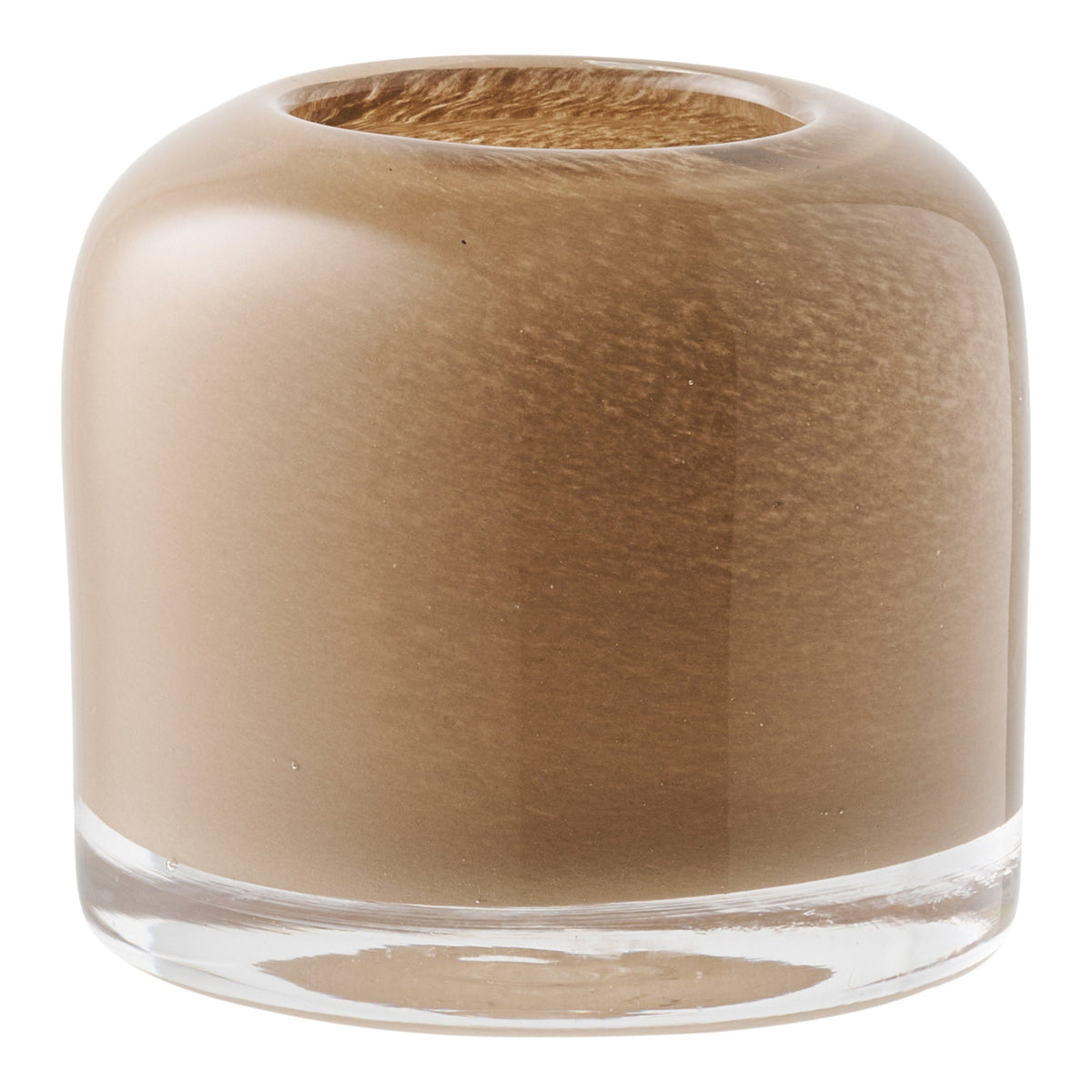 Brun lysestage i mundblæst glas fra House Nordic, ø8 x 7,5 cm