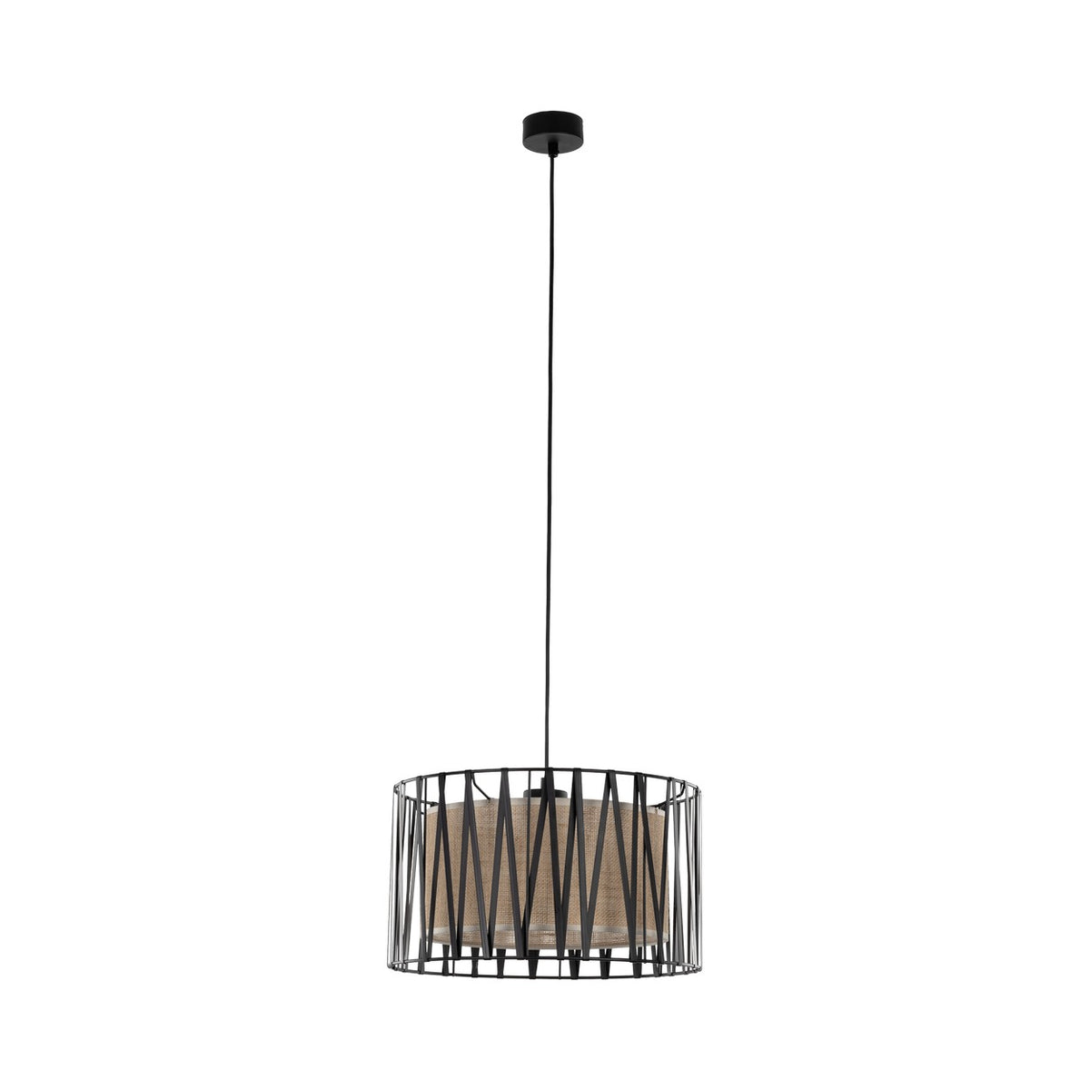 TK Harmony loftlampe i natur jute med sort metal