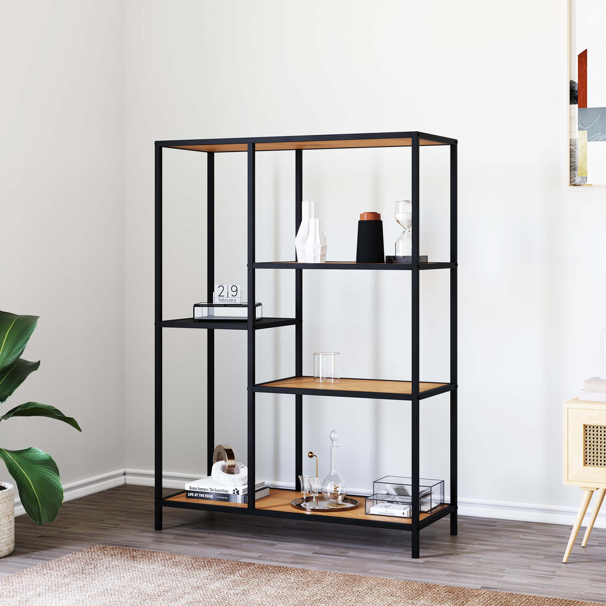 Se Altino reol - Wild Oak melamin og sort metal, 112x80x35cm ❤ Kæmpe udvalg i Unique furniture - Køb online på udsalg og tilbud lige nu ❤ Billig fragt • Hurtig levering - Varenummer: Bolig&Haven-53109264875850 og barcode / Ean: 5704745116150 på lager - Udsalg på Op til 63% rabat - Over 1.329 brands på online udsalg