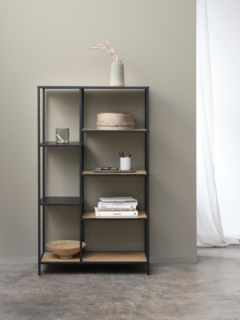 Se Altino reol - Wild Oak melamin og sort metal, 146x80x31,6cm ❤ Kæmpe udvalg i Unique furniture - Køb online på udsalg og tilbud lige nu ❤ Meget billig fragt og hurtig levering - Varenummer: Bolig&Haven-53109264908618 og barcode / Ean: 5704745116174 på lager - Udsalg på Få op til 67% i rabat - Shop udsalg fra mere end 1.798 mærker