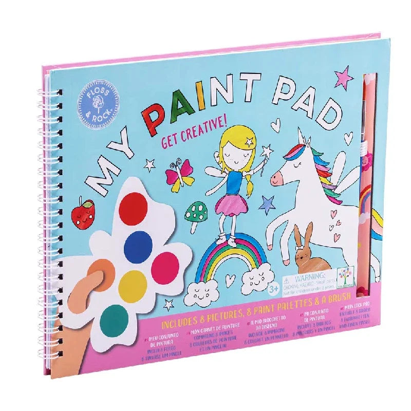 Floss & Rock Min Maler Palette Rainbow Fairy, spiralbundet malebog med sommerfugleformede paletter