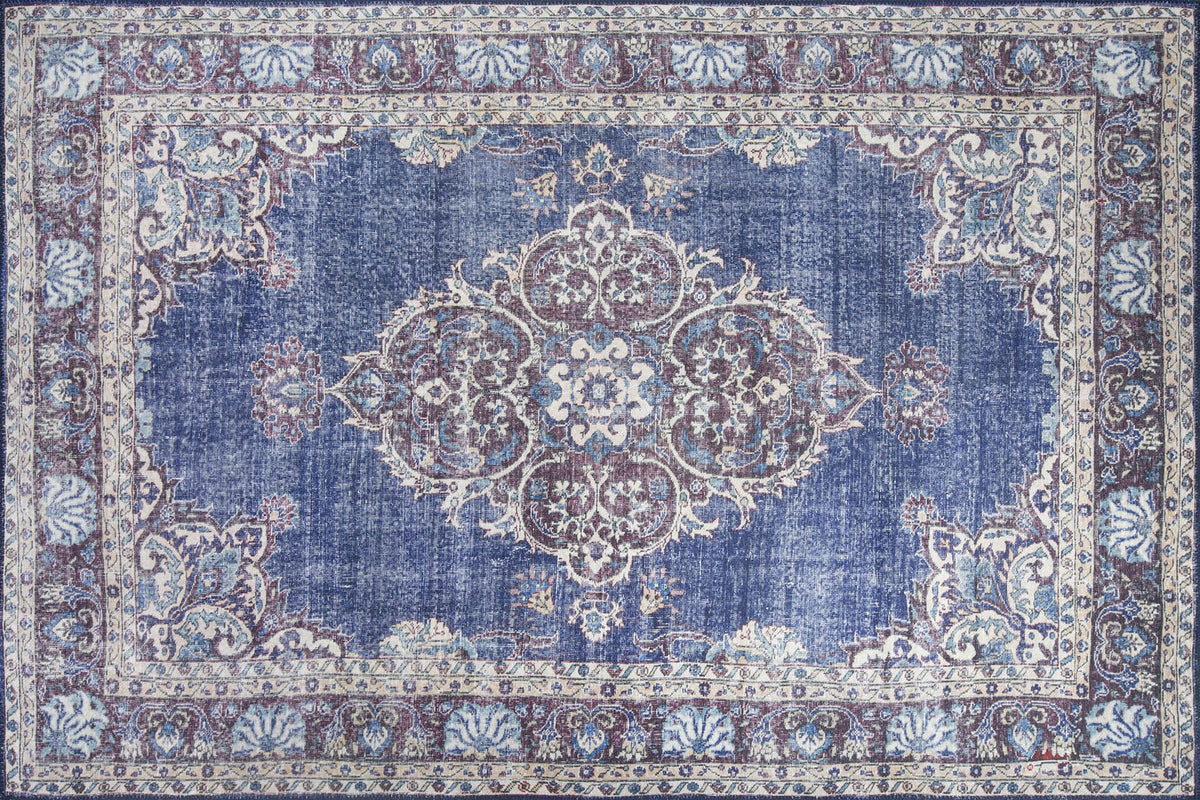 Stort rektangulært Teppi Blues gulvtæppe med mønster i multifarvet polyester, 230x330 cm