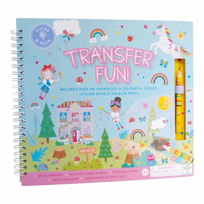 Floss & Rock Transfer Fun Rainbow Fairy, spiralbundet aktivitetsbog med transfers
