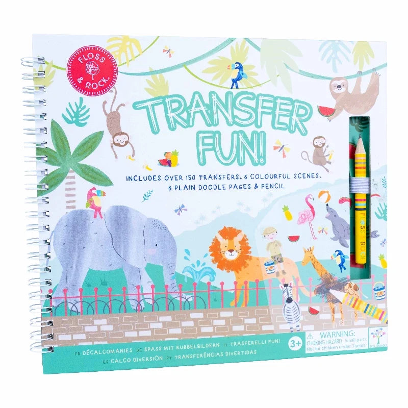 Floss & Rock Transfer Fun Jungle aktivitetsbog med overførsler og blyant