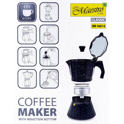 Italiensk Kaffebrygger Feel Maestro MR-1667-6 Sort Granit Aluminium 300 ml 6 Kopper