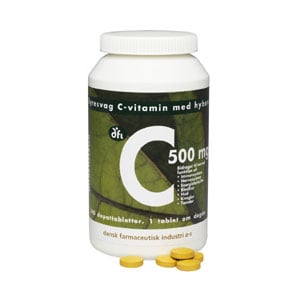 Pakke med DFI C 500 mg med hyben, depottabletter med C-vitamin, 240 stk.