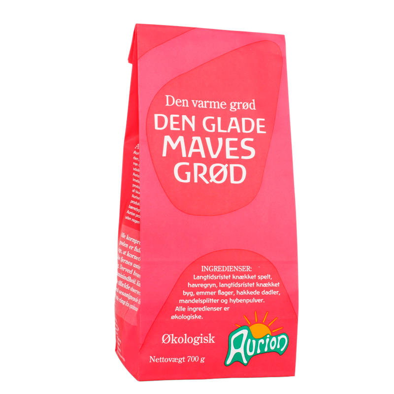 Pakke med Aurion Den Varme Grød, Den Glade Maves Grød, 700 g