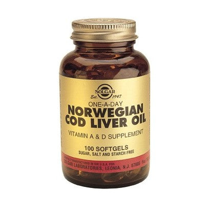 Solgar Cod Liver Oil torskelevertran, pakke med 100 softgel-kapsler