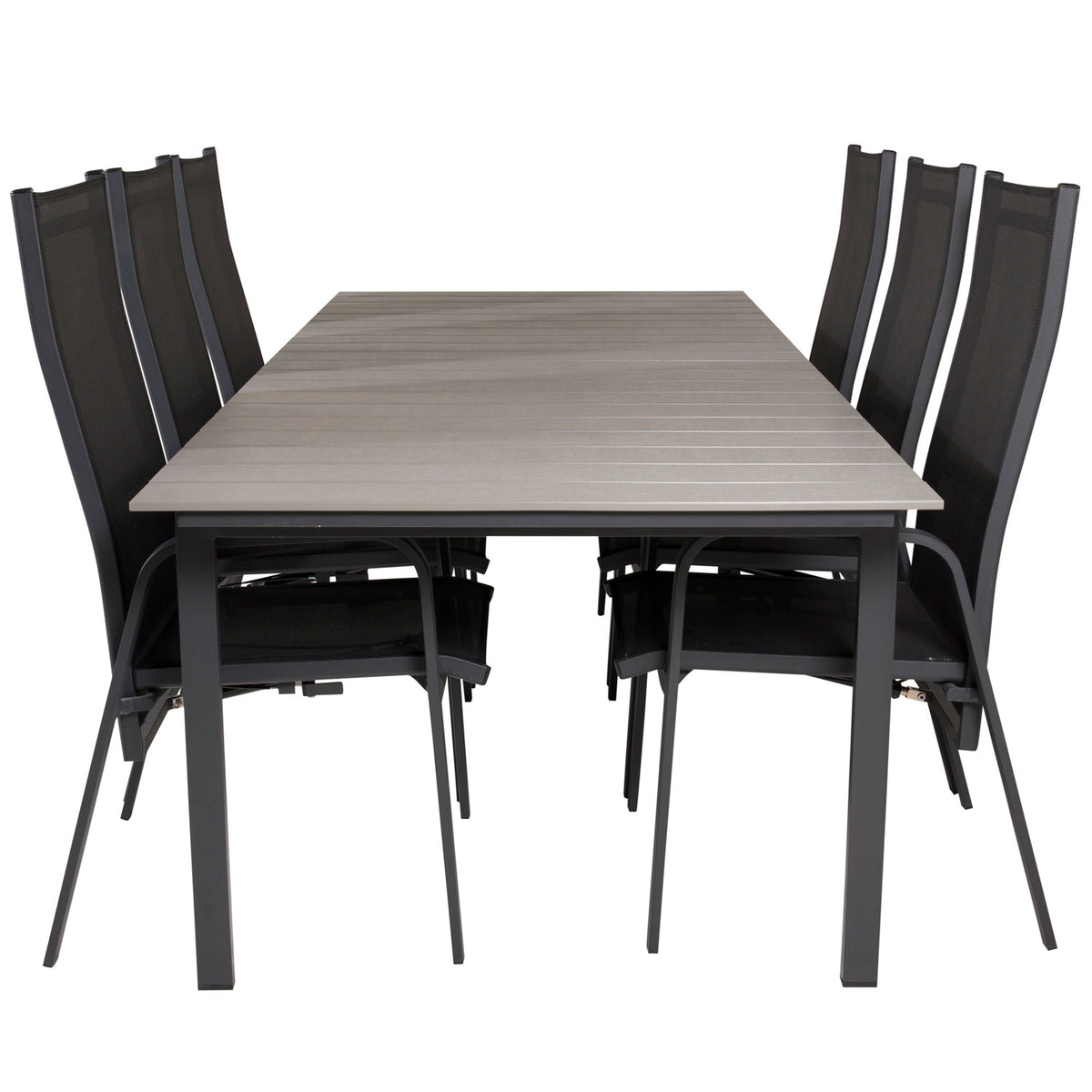 Venture Design havesæt med seks Copacabana recliner stole og Levels bord i aintwood og alu