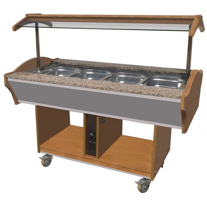 Combisteel varm buffet på 1550 mm til 4 x 4/1 GN med plads til varme retter