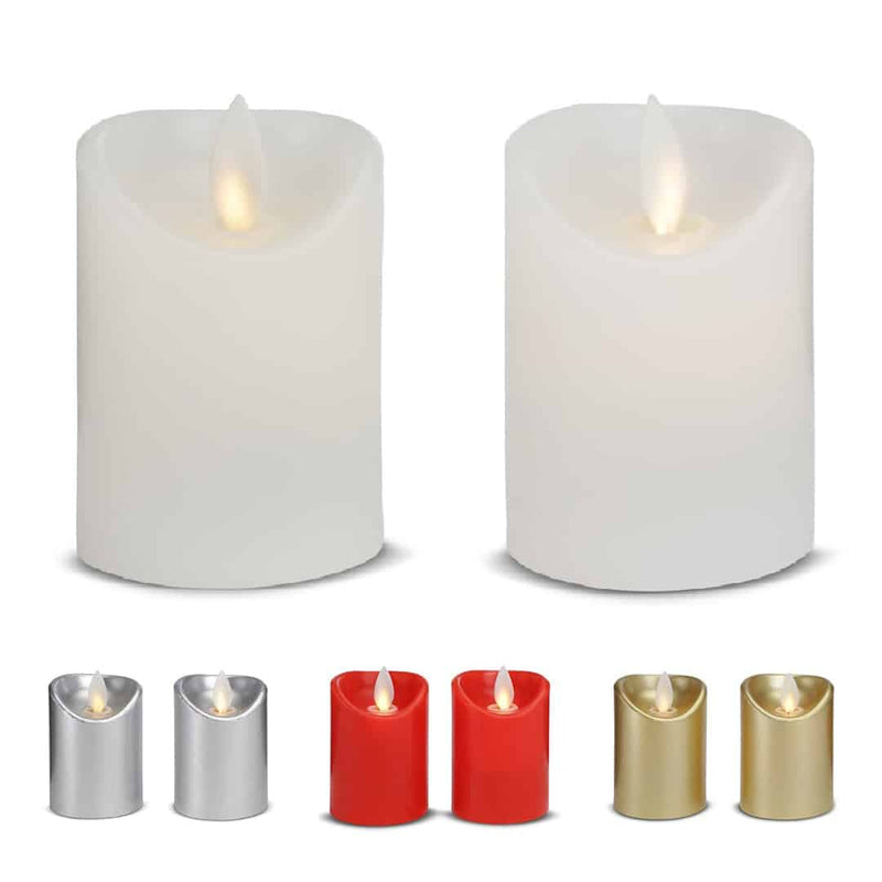 LED stearinlys - 2 stk. - 7 cm - m/3D flamme - (flere farver)