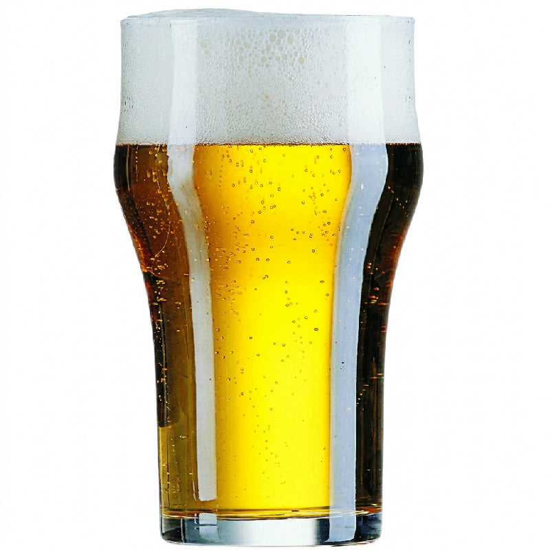 Klassisk Arcoroc Nonic ølglas på 28 cl i hærdet glas