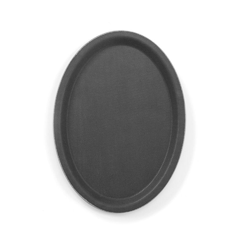 Oval Hendi serveringsbakke i glasfiberforstærket polyester med antislip-gummi, 160 x 230 mm
