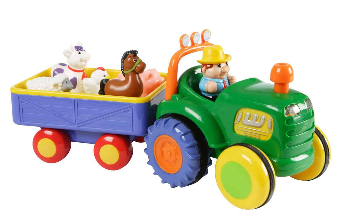 Happy Baby legetøjstraktor med vogn, landmand og fem husdyr
