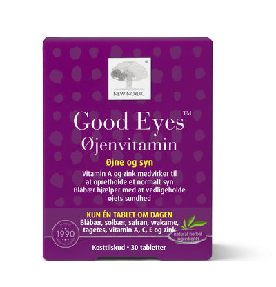 Se New Nordic Good Eyes Øjenvitamin 30 tabl. ✔ Kæmpe udvalg i  New Nordic - Køb online på udsalg og tilbud lige nu ✔ Hurtig levering: 1 - 2 Hverdage samt billig fragt - Varenummer: HG-45227 og barcode / Ean: 5021807010998 på lager - Udsalg på Kosttilskud > Tilbud > Populære varer Spar op til 52% - Over 1354 design mærker på udsalg