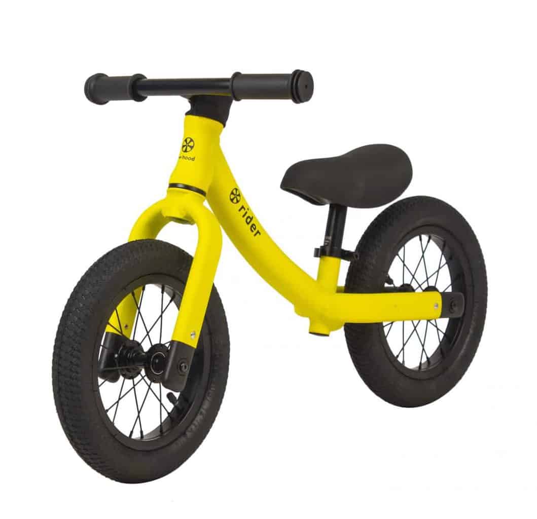 Gul My Hood Rider løbecykel i aluminium til de mindste børn