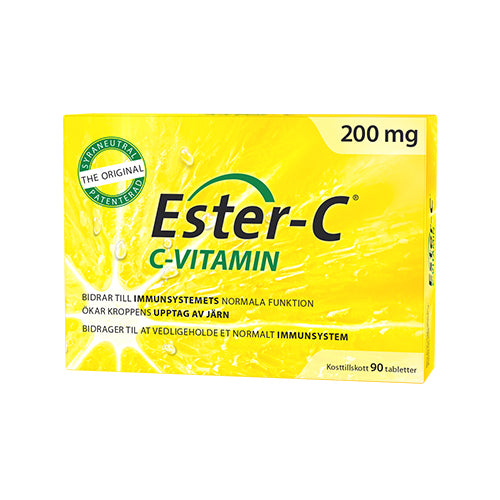 Ester-C 200 mg vitamin C tabletter, pakning med 90 tabletter