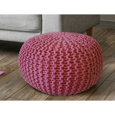 Se tilbud på pink puf med 55 cm diameter! Billigt udsalg på strik skammel med groft look. Køb online nu - hurtig levering!