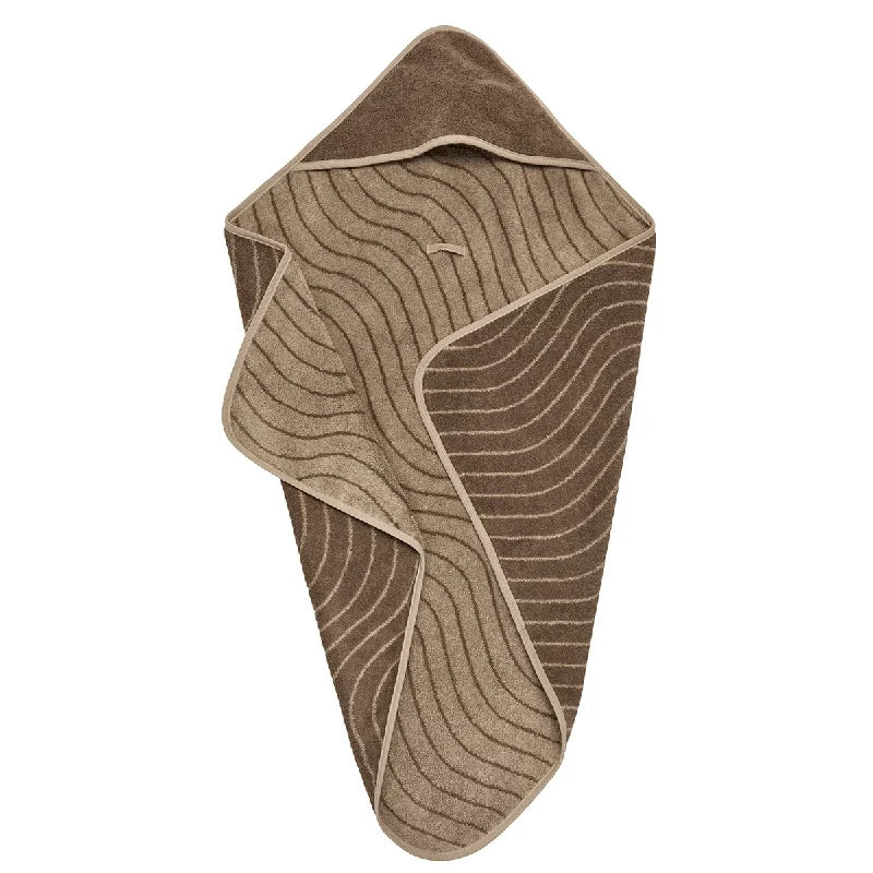 Leander Hoodie hættehåndklæde i økologisk bomuldsfrotté, Woodland i farven mocca