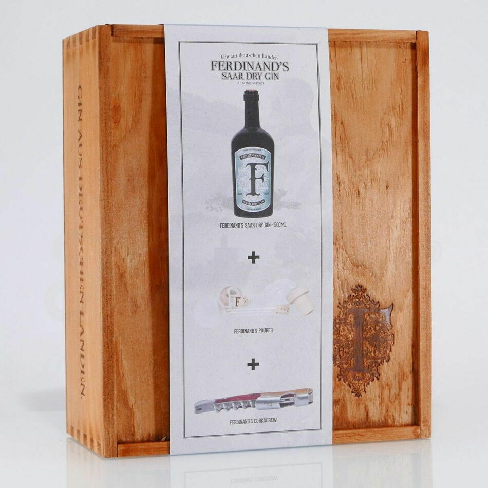 Ferdinand's Home Bar Set med flaske gin på 50 cl og flaskeåbner
