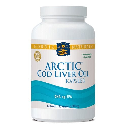 Pakke med Nordic Naturals torskelevertran med citrussmag, 180 kapsler