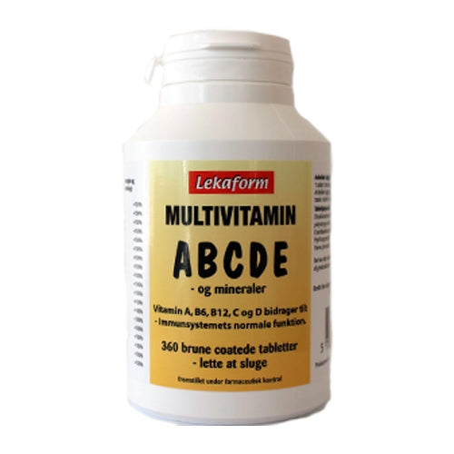 Lekaform Multivitamin ABCDE kosttilskud, pakke med 360 tabletter