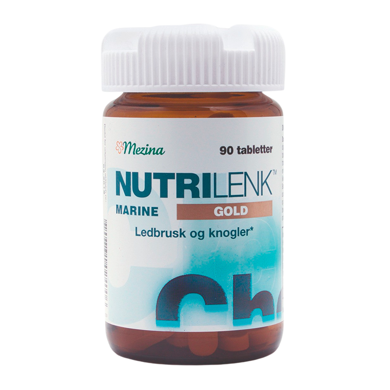 Pakke med Mezina Nutrilenk Marine Gold kosttilskud, 90 tabletter