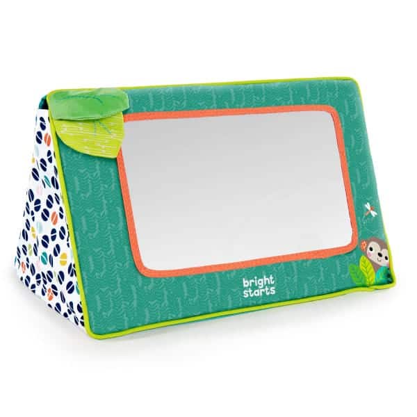 Bright Starts Safari-spejl til baby med farverig stoframme og figurer