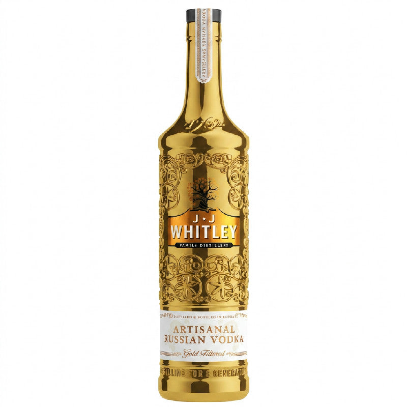 Guldfarvet flaske JJ Whitley Gold Vodka, limited edition, 70 cl
