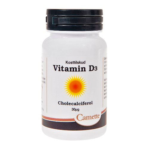 Pakning med Camette Vitamin D3 30 mcg tabletter