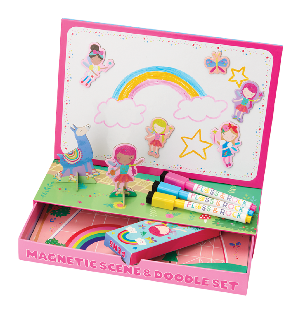 Floss & Rock magnetisk lege- og tegnesæt Rainbow Fairy med tegneplade, magneter og figurer