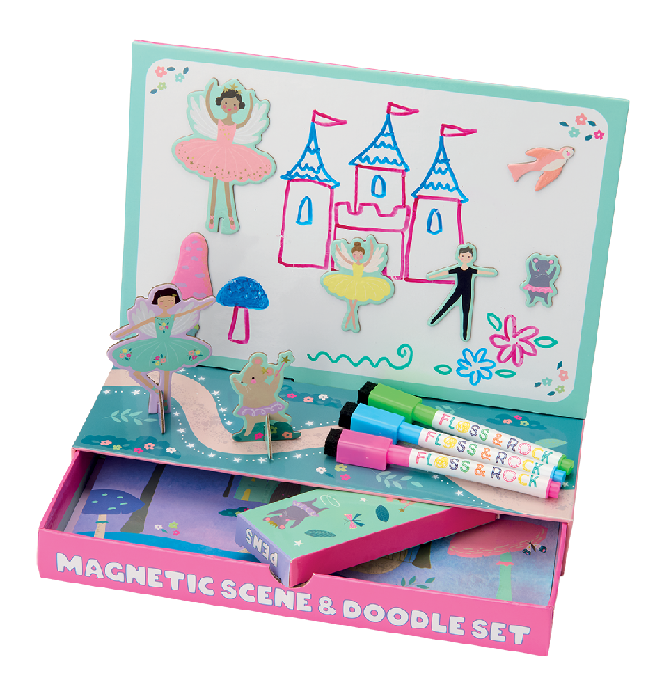 Floss & Rock magnetisk lege- og tegnesæt Enchanted med tegneplade, magneter og figurer