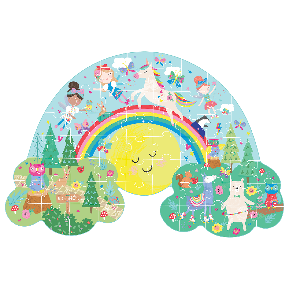 Floss & Rock puslespil i facon med 60 brikker, motivet Rainbow Fairy