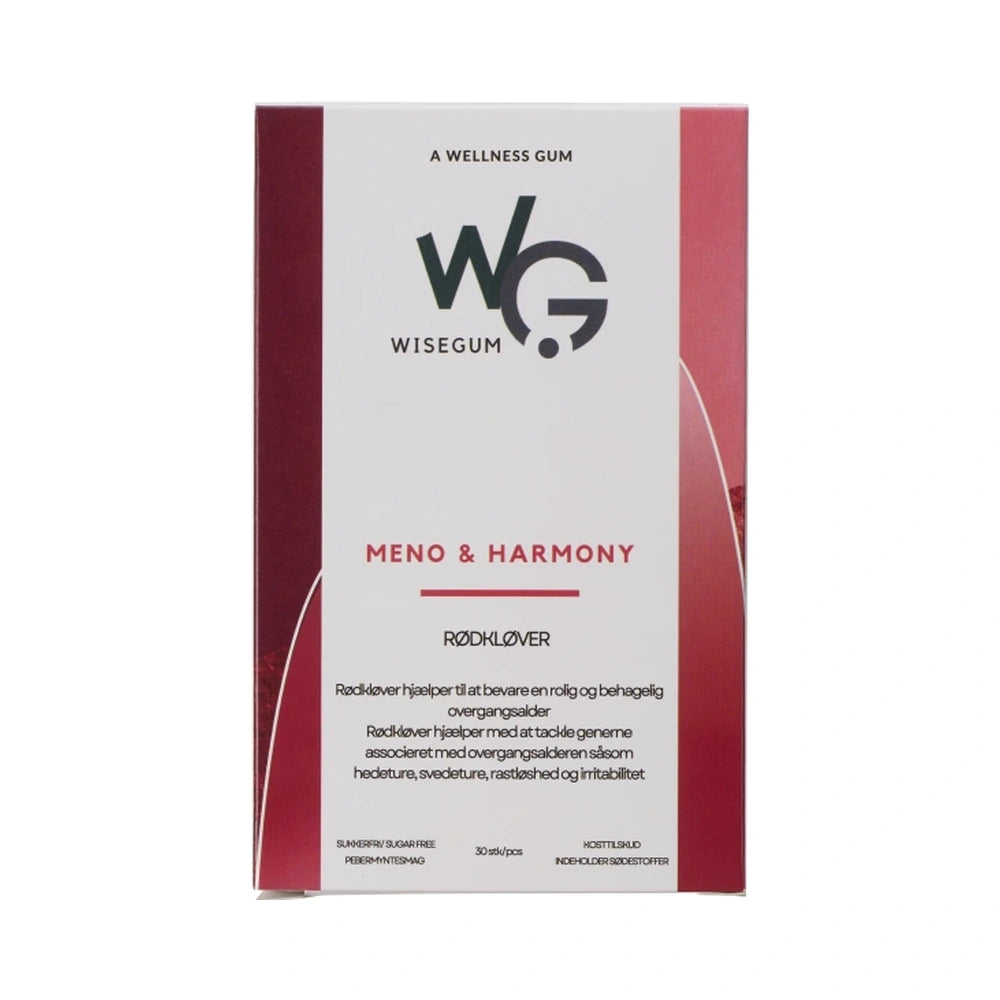 Pakning med WiseGum Meno & Harmony tyggegummi, kosttilskud, 30 stk