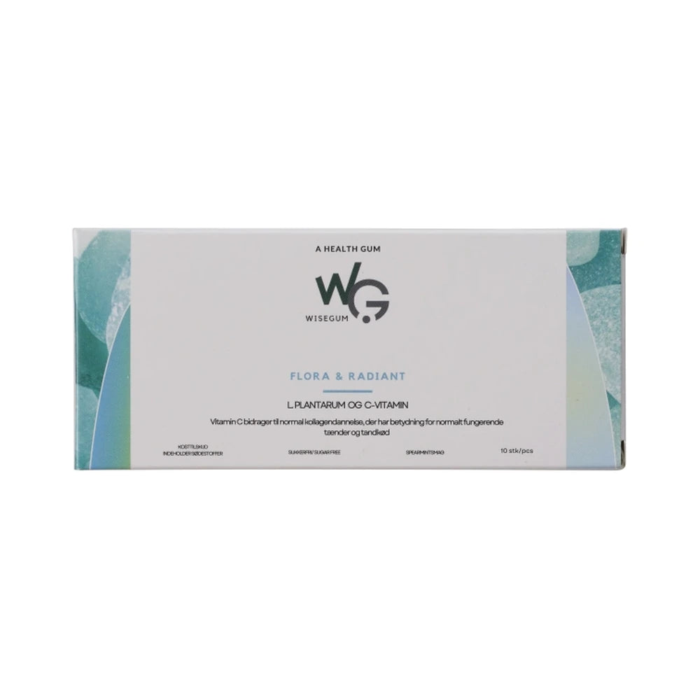 Lille pakning med 10 stk. WiseGum Flora & Radiant tyggegummi