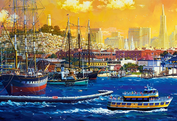 Æske med Castorland puslespillet San Francisco Harbour med 500 brikker