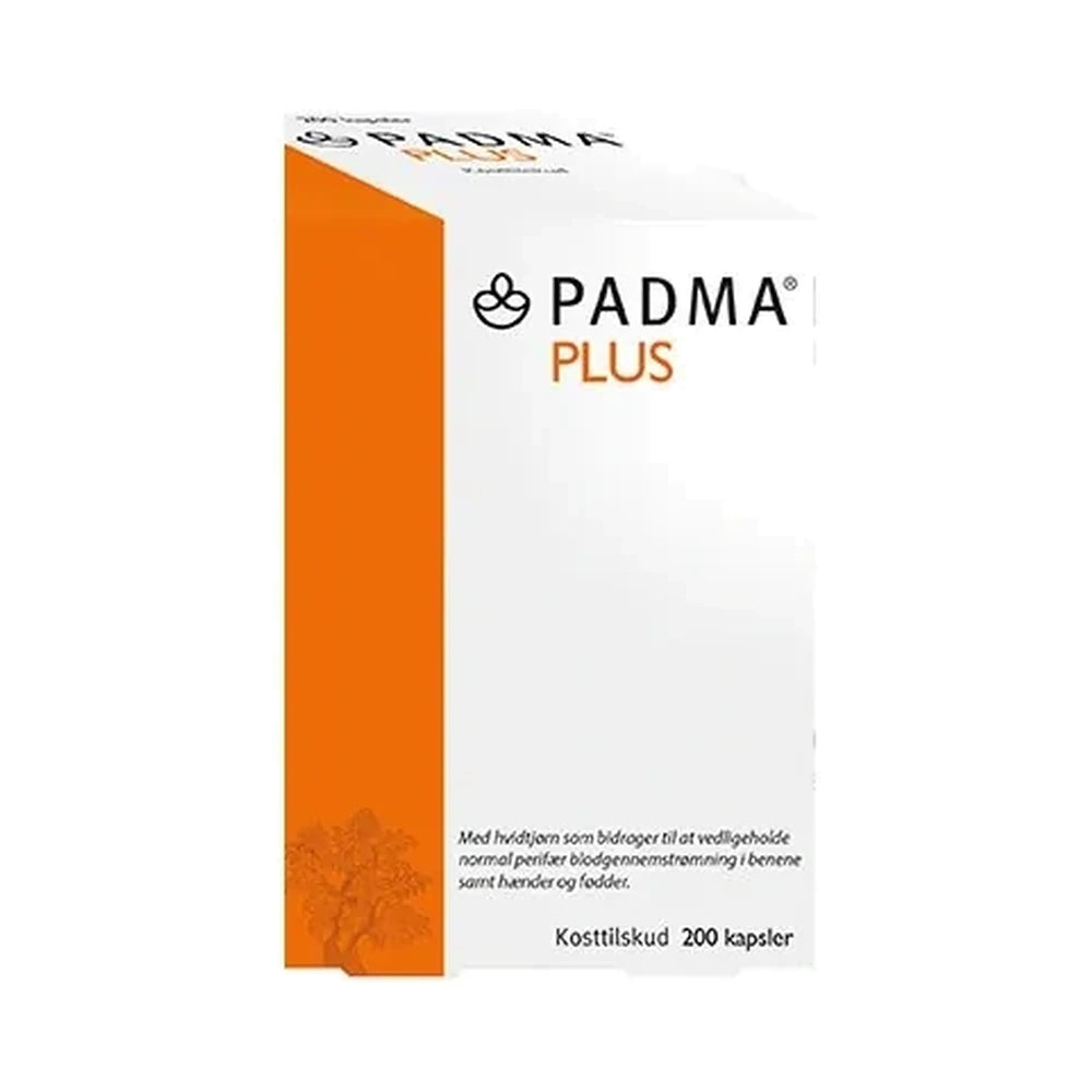 Padma Plus Active kosttilskud med hvidtjørn og vitamin C, 200 kapsler