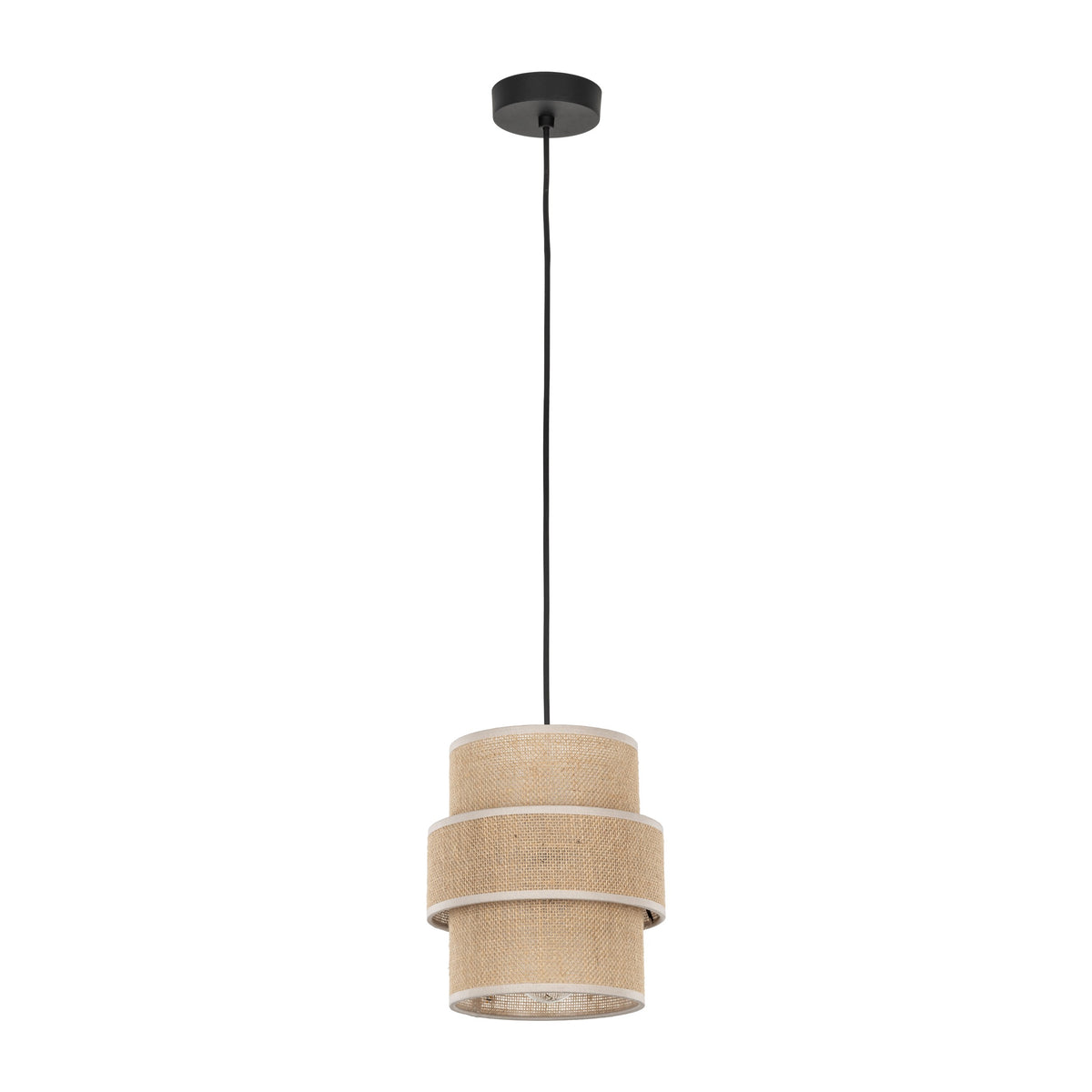 TK Calisto loftlampe i natur jute med sort metal