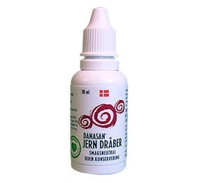 Danasan jerndråber, smagsneutralt kosttilskud i flaske på 30 ml