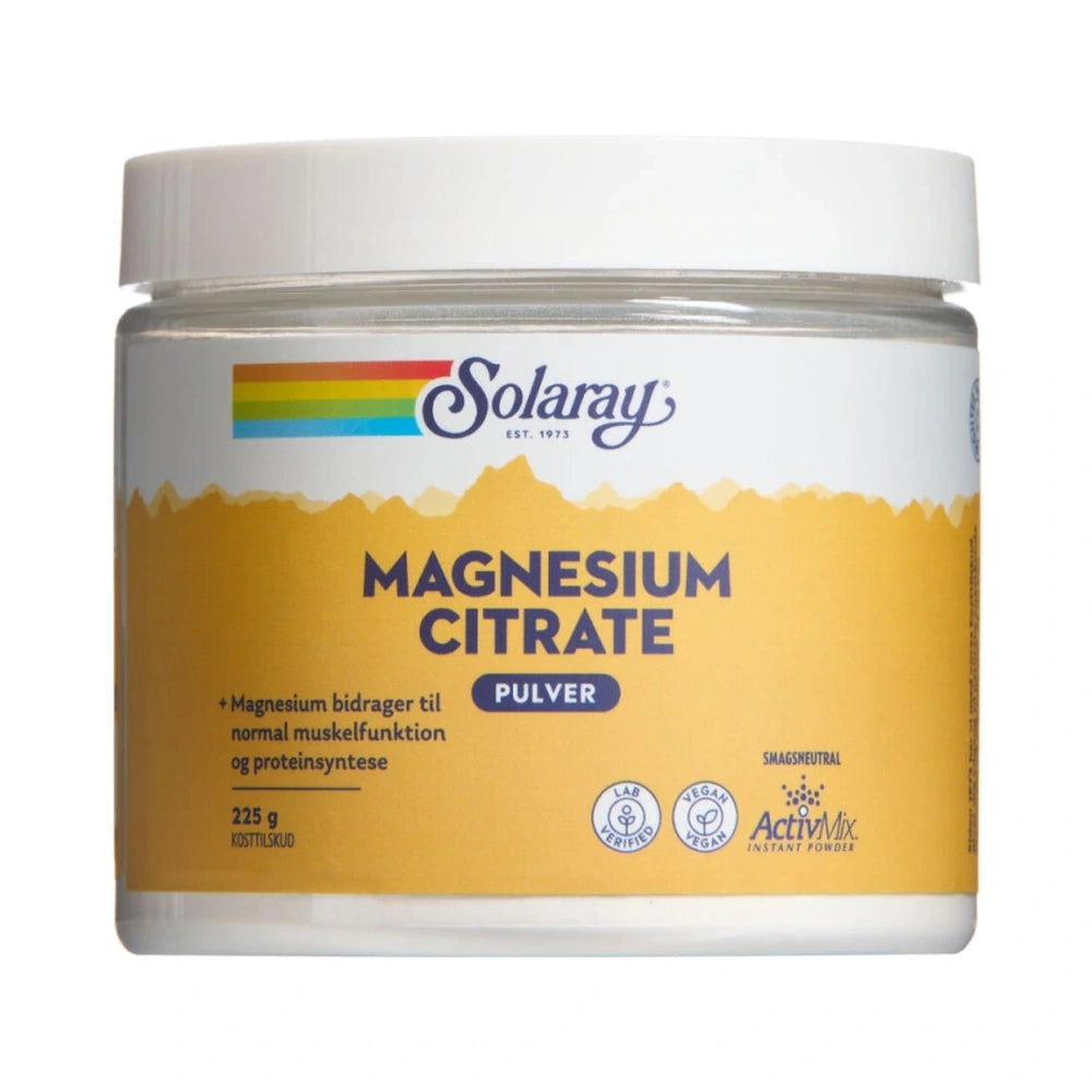 Solaray Magnesium Citrate smagsneutralt magnesiumpulver, 225 g