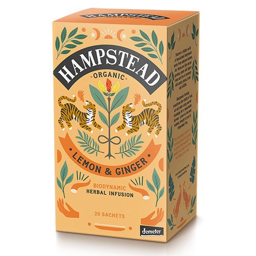 Hampstead Tea økologisk Demeter te med citron og ingefær, 20 breve