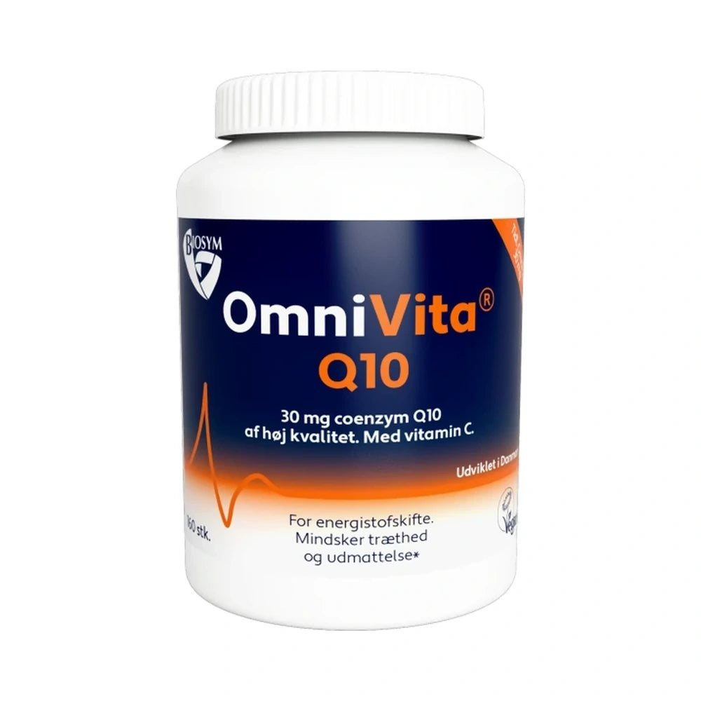 Pakning med Biosym OmniVita Q10 kapsler med coenzym Q10, 160 stk.