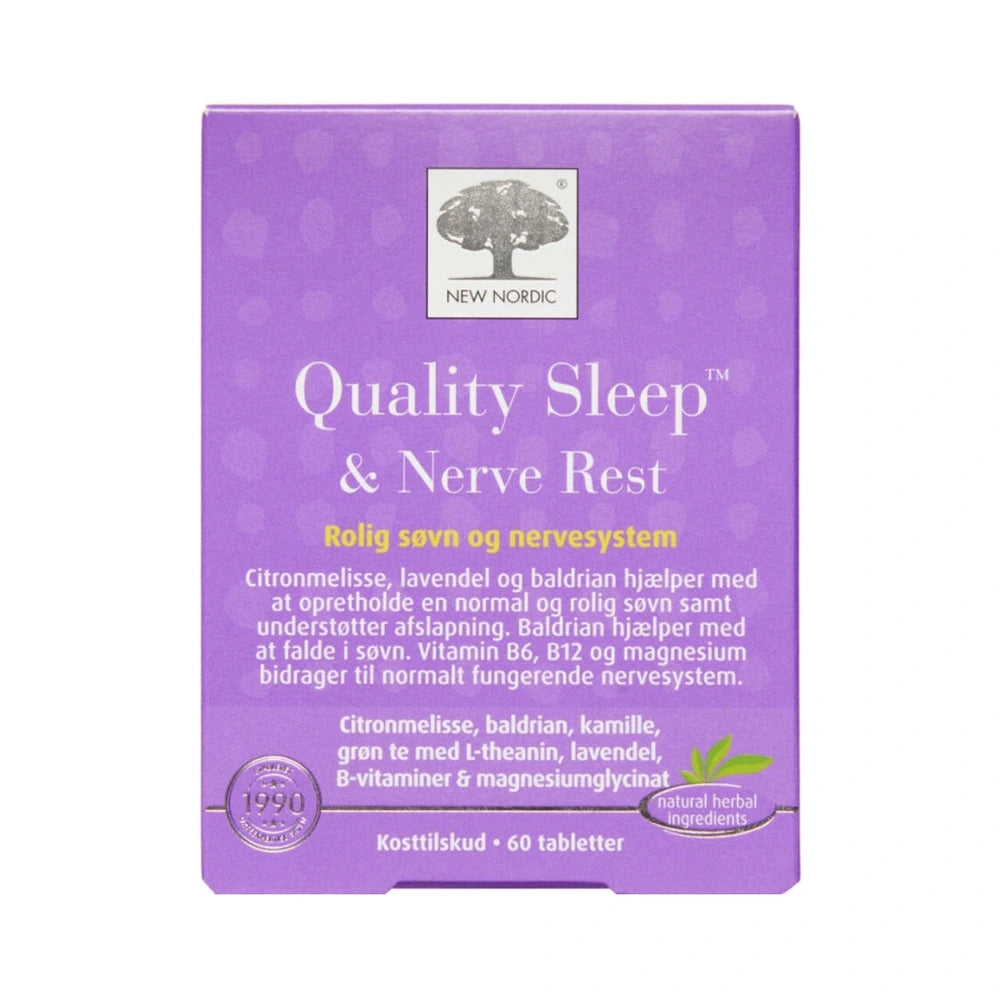 Pakning med New Nordic Quality Sleep & Nerve Rest tabletter, 60 stk.