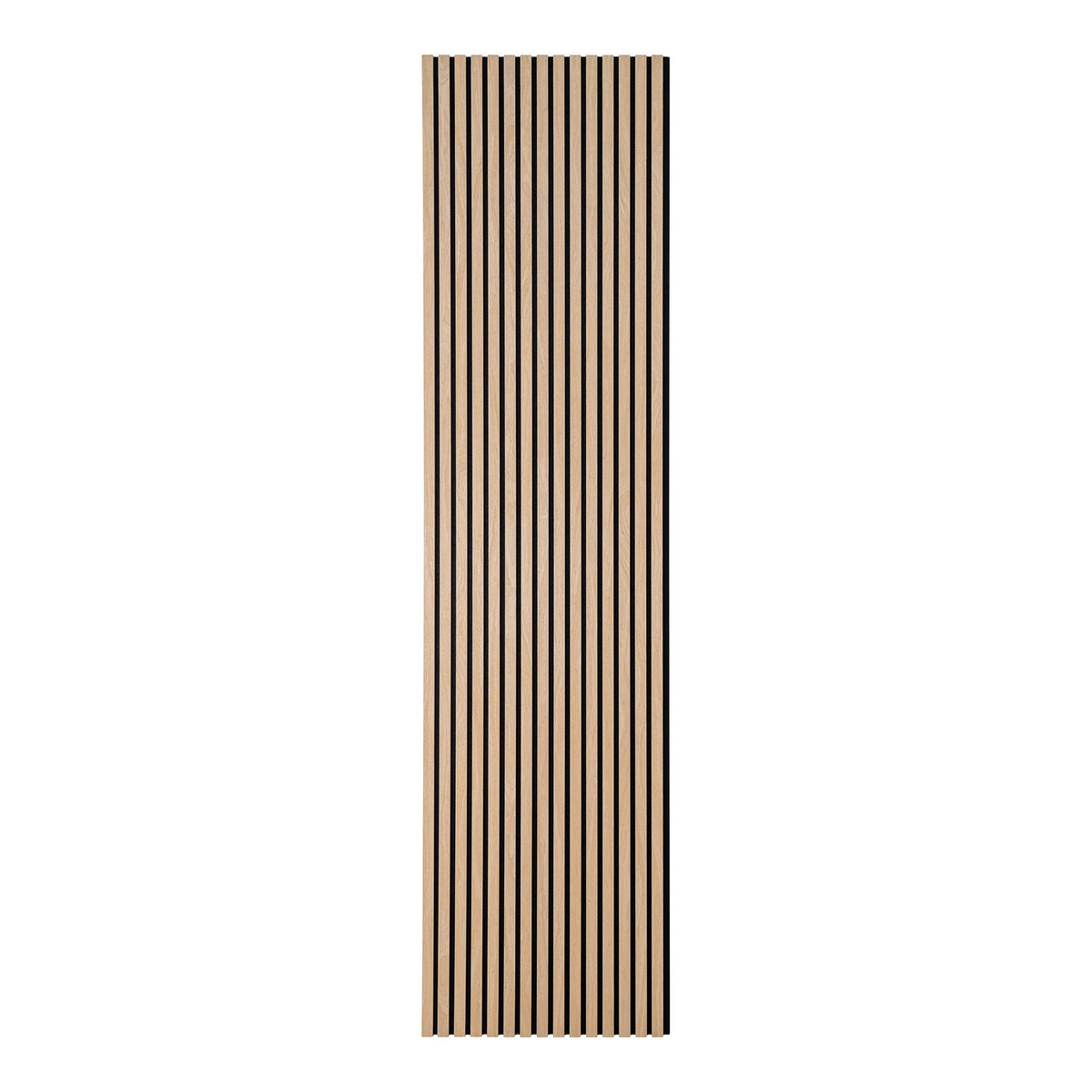 To høje akustikpaneler fra House Nordic i naturfarvet egetræslook, 2400 x 600 x 22 mm