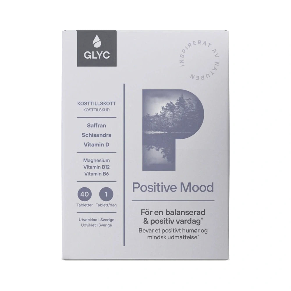 Pakning med Glyc Positive Mood kosttilskud, 40 tabletter