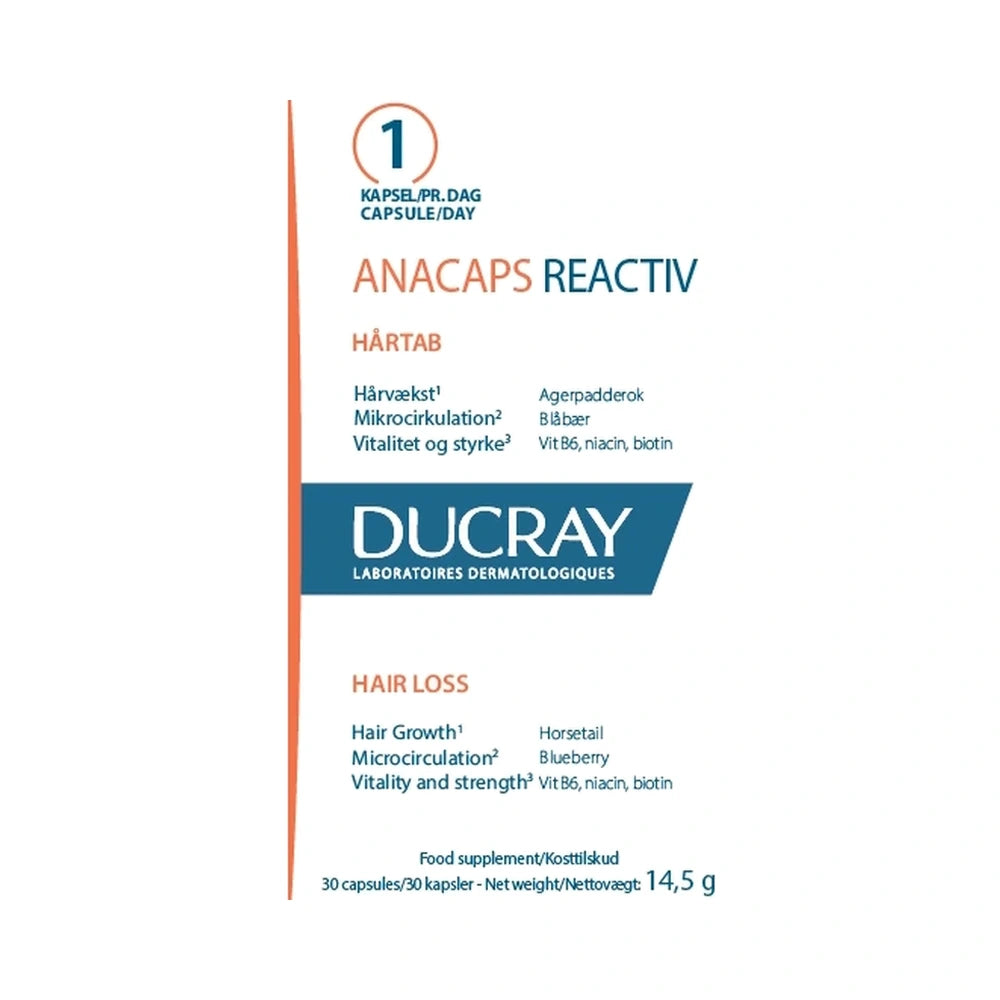 Pakning med Ducray Anacaps Expert kosttilskud, 30 stk