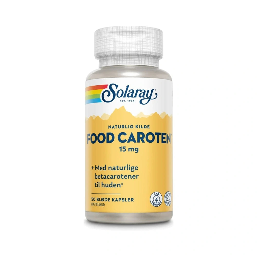 Pakning med Solaray Food Caroten, kosttilskud med betacaroten, 50 stk